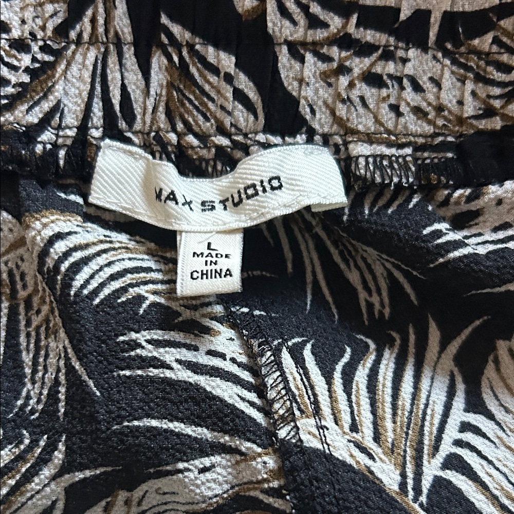 Max Studio Black and Cream Leaf Pattern Pants - image 2